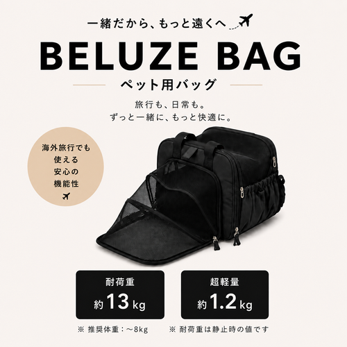 ベルーズバッグ(ペットキャリーバッグ 犬 猫 拡張型 機内持ち込み可)